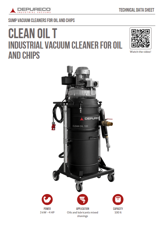 CLEAN OIL Industrial Vacuum Cleaner For Oil And Chips 